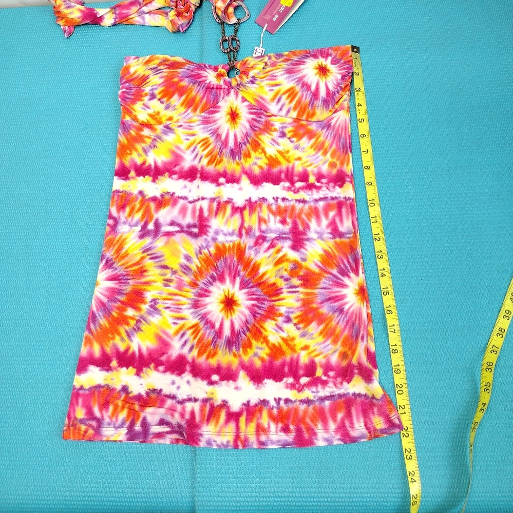 NWT BB Jeans Halter Neck Padded Top Fitted Multicolor Size L - Picture 7 of 9